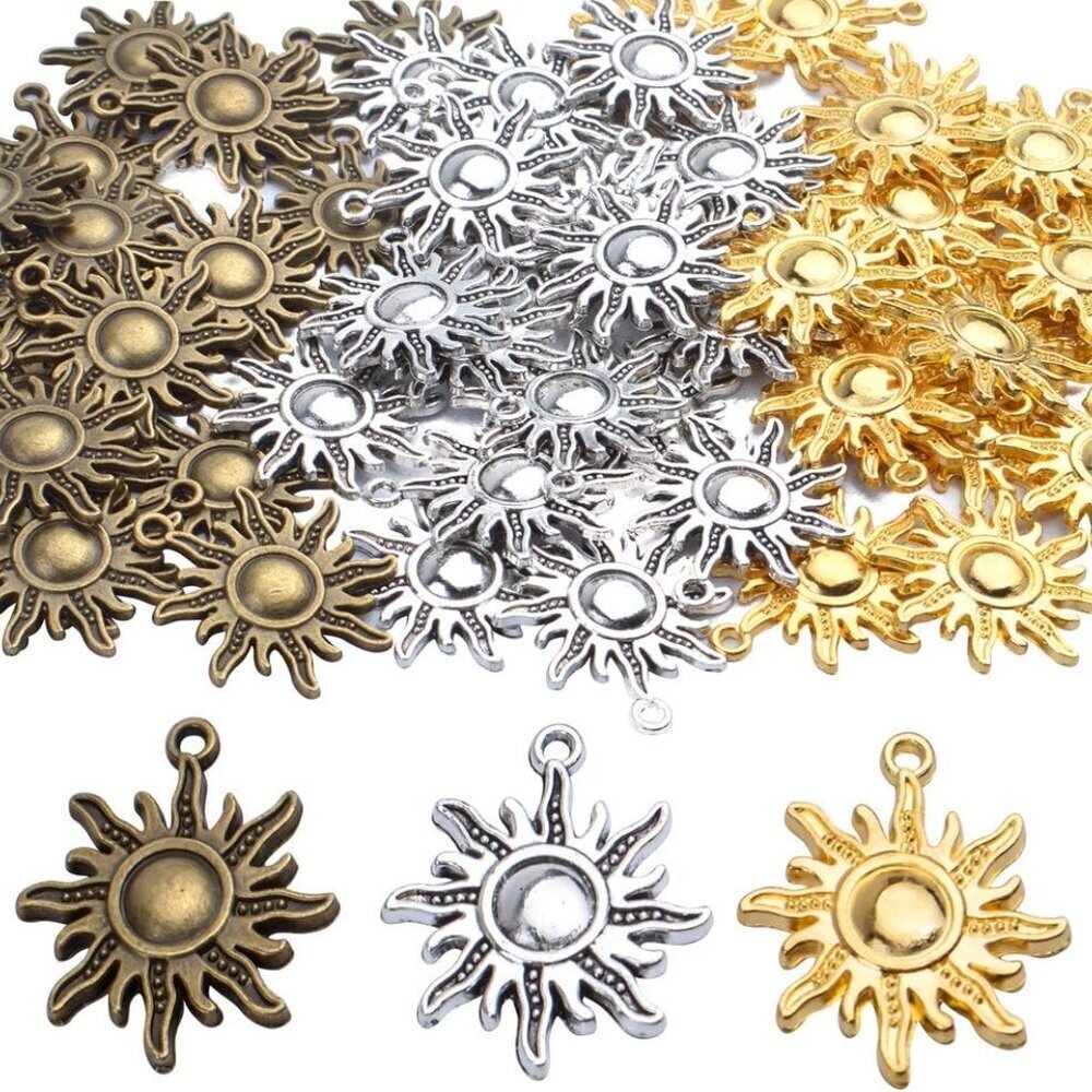 Sun Pendant Charm Alloy Tibetan Style Celestial Sun Charm Craft Supplies for DIY